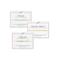 Three gifted. cards showing sample phrases: I love us, Love you mean it, and I miss you